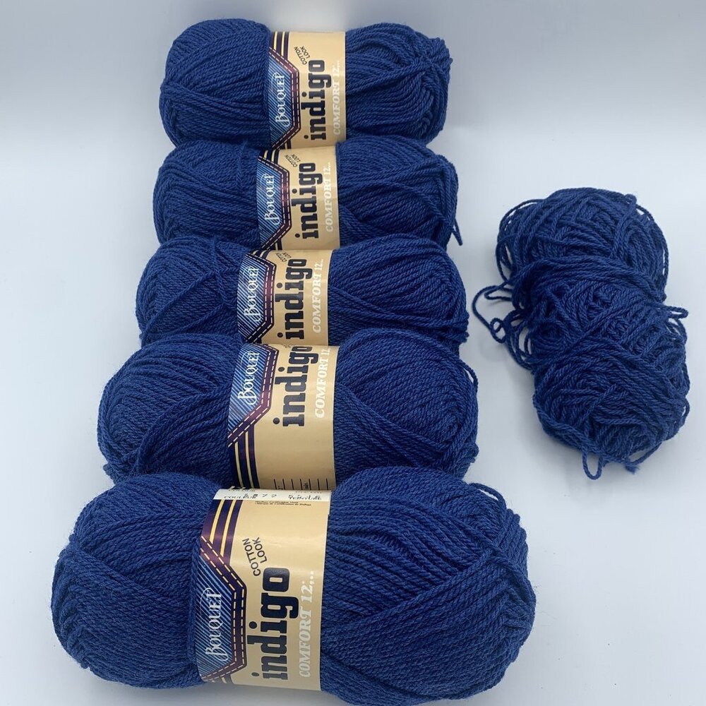 Bouquet Indigo Comfort Yarn Dark Blue  100% Acrylic 5 50g Skeins +